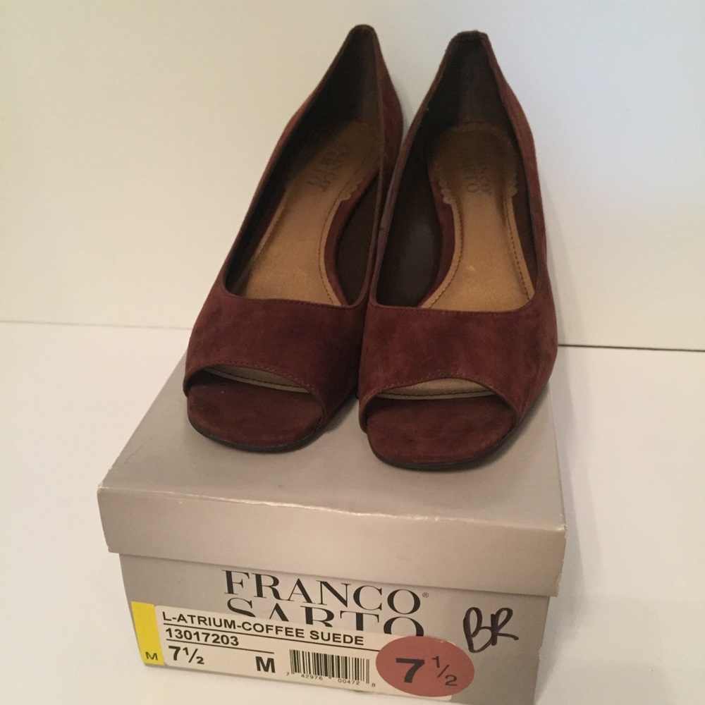 FRANCO SARTO NEW SHOES WEDGE BROWN SUEDE LEATHER Size 7.5